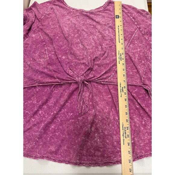 Freeloader Fuschia Pink Purple Mineral Wash Tie Front Hi Lo Top - Women's S - Picture 8 of 9
